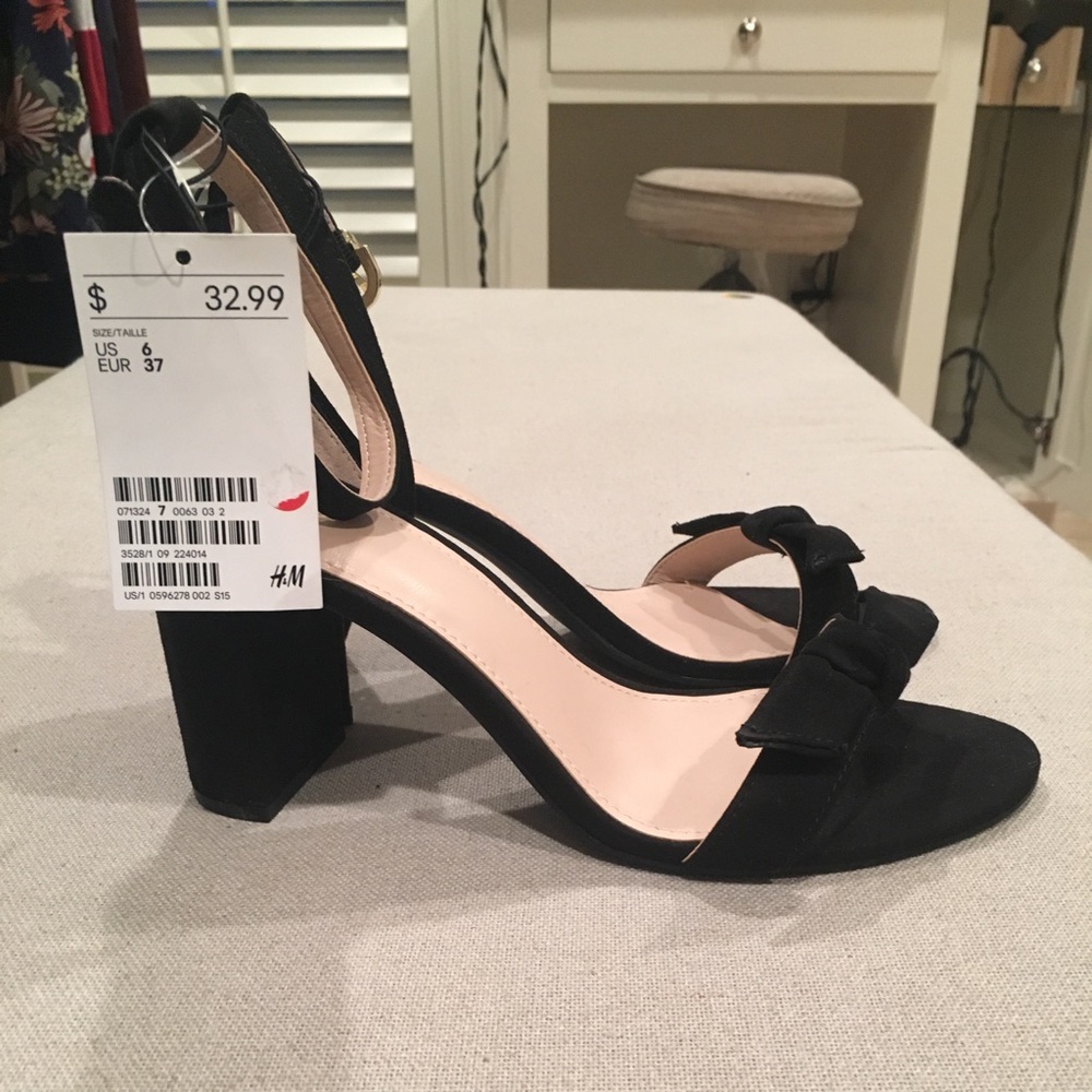 H&M Velvet Black Block Heels